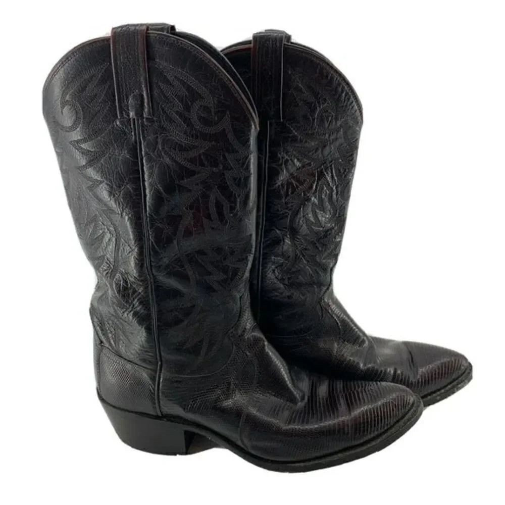 Dan Post El Paso Oxblood Lizard Skin Cowboy Boots Mens Size 9.5D